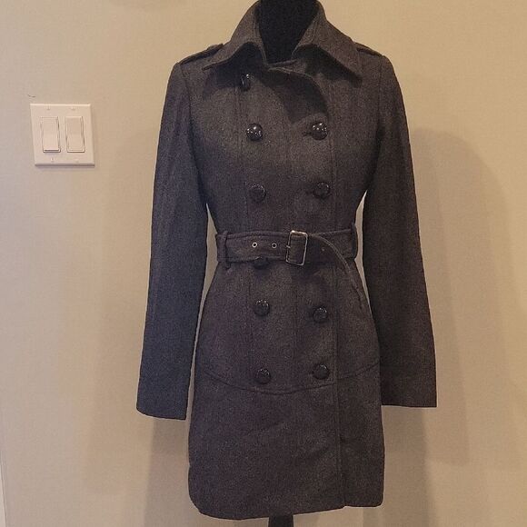Guess Jackets & Blazers - Guess Women's Double-Breasted Gray WOOL blend Coat size S